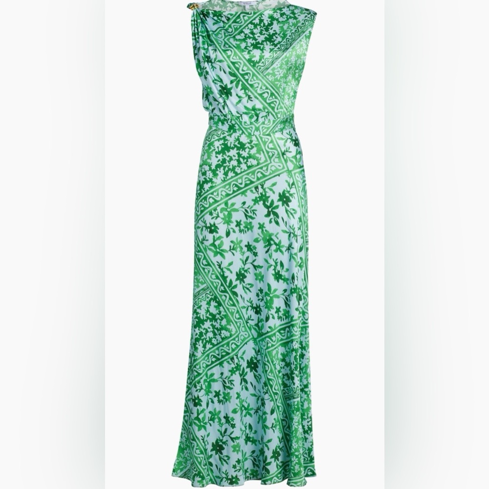 NWT Derek Lam 10 Crosby Green Floral Maxi Dress